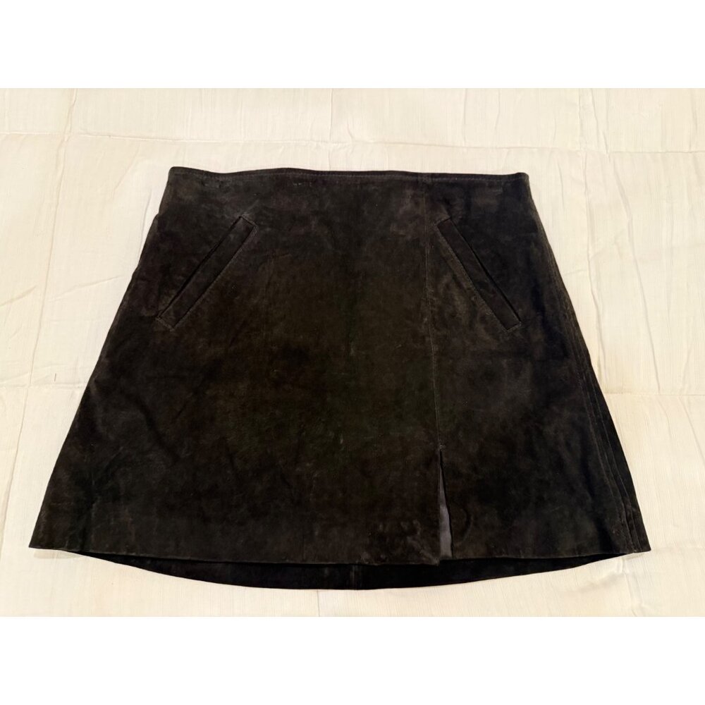 Blanknyc Womens Black Suede Mini Skirt Size 29 With Pockets & Back Zipper